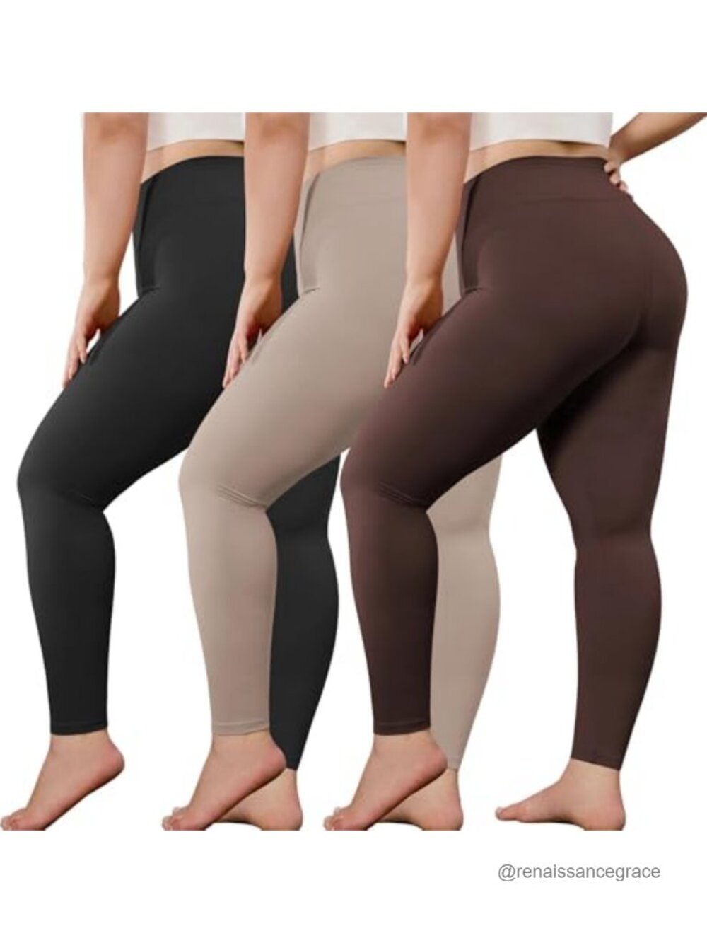 Plus Size High Waisted Stretchy Leggings 3 Pack
